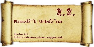 Missák Urbána névjegykártya